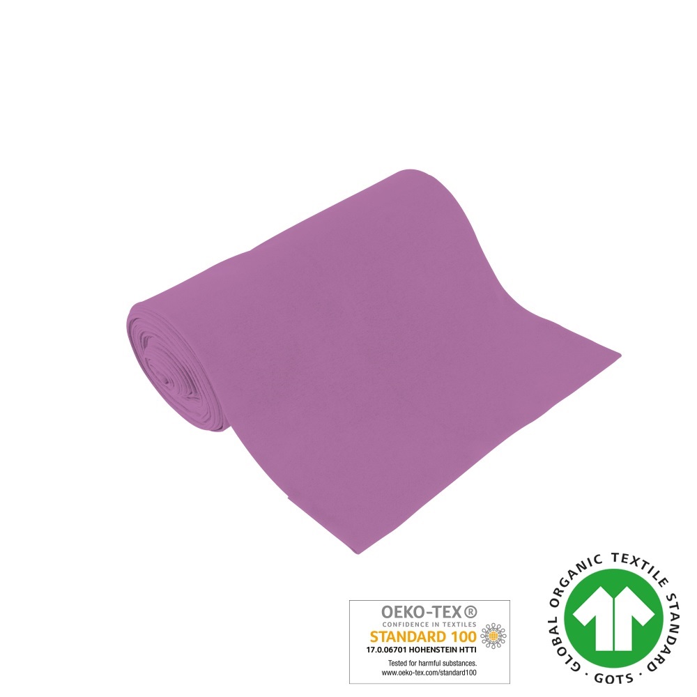 Bio-Baumwoll-Bündchen passionsblume, 98% Bio-Co, GOTS, 2% EL, 2x35cm, 265g/m², ca. 185g/lfm,  glatt gestrickt