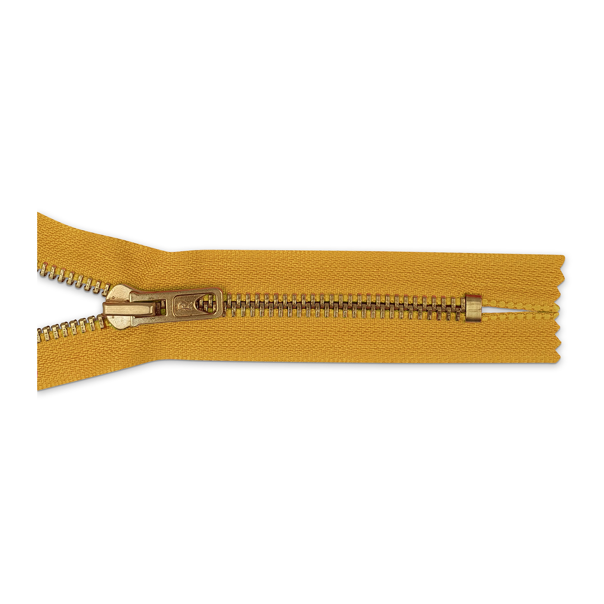 Reißverschluss 14cm, nicht teilbar, Metall goldf. breit, goldgelb, hochwertiger Marken-Reißverschluss von Rubi/Barcelona