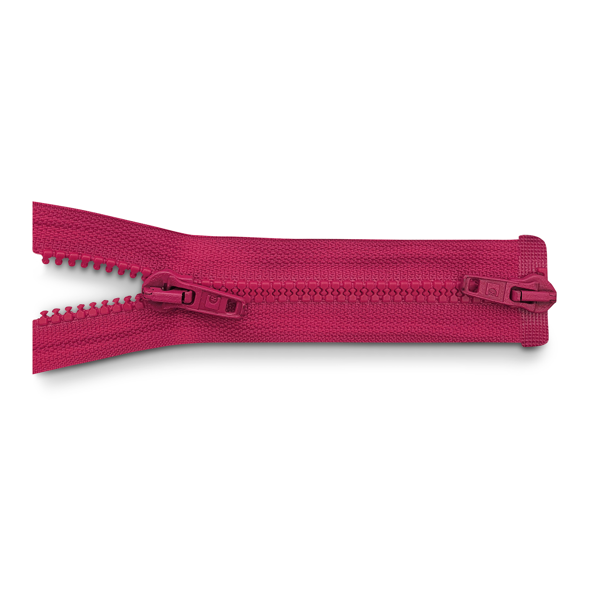 zipper 100cm,  divisible, 2way, molded plastic, wide, pink