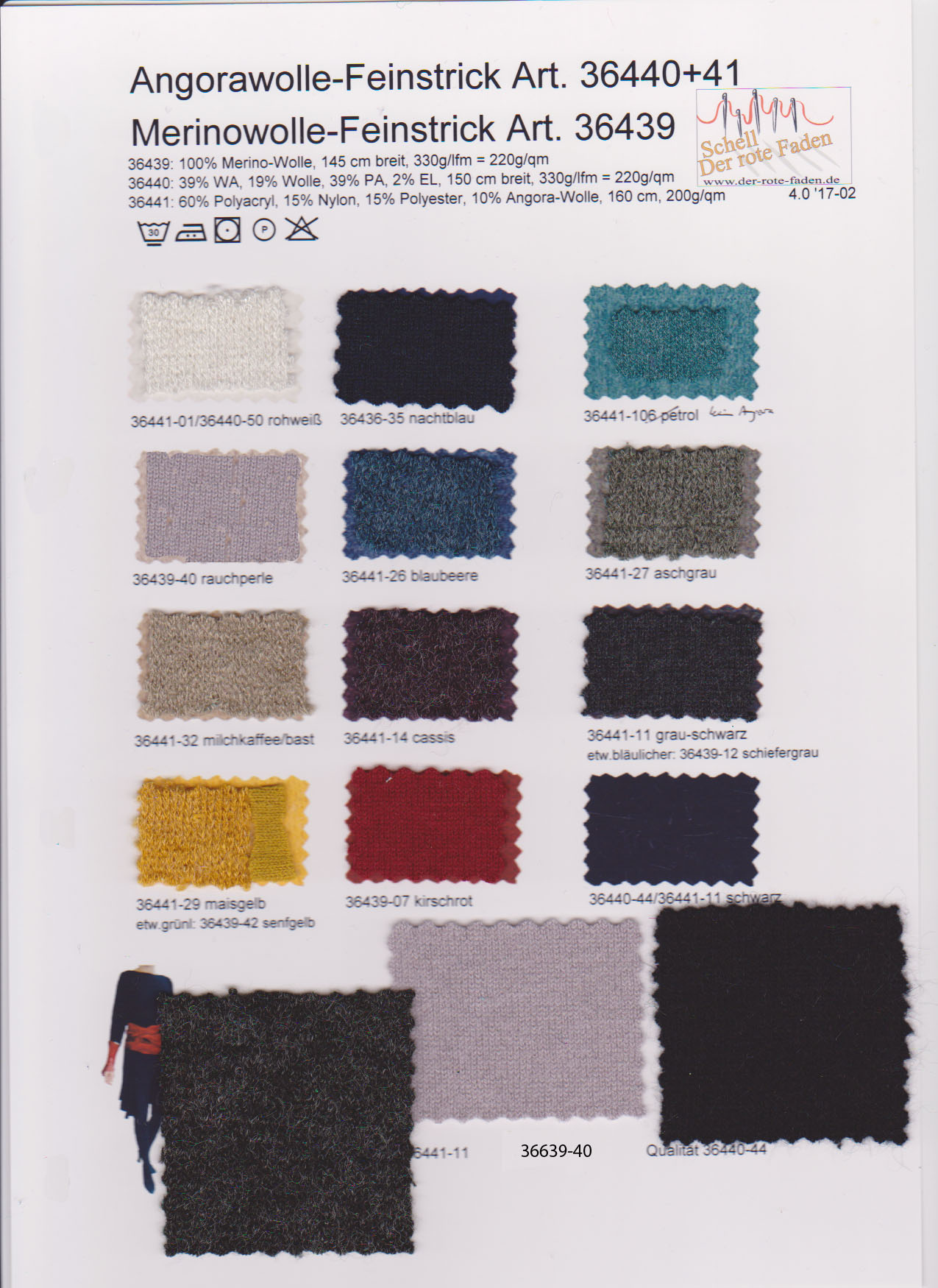 knitwear angora, cotton, viscose, printed color chart with some original patterns