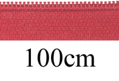zipper 100cm,  divisible, 2way, PES spiral, wide, signal red