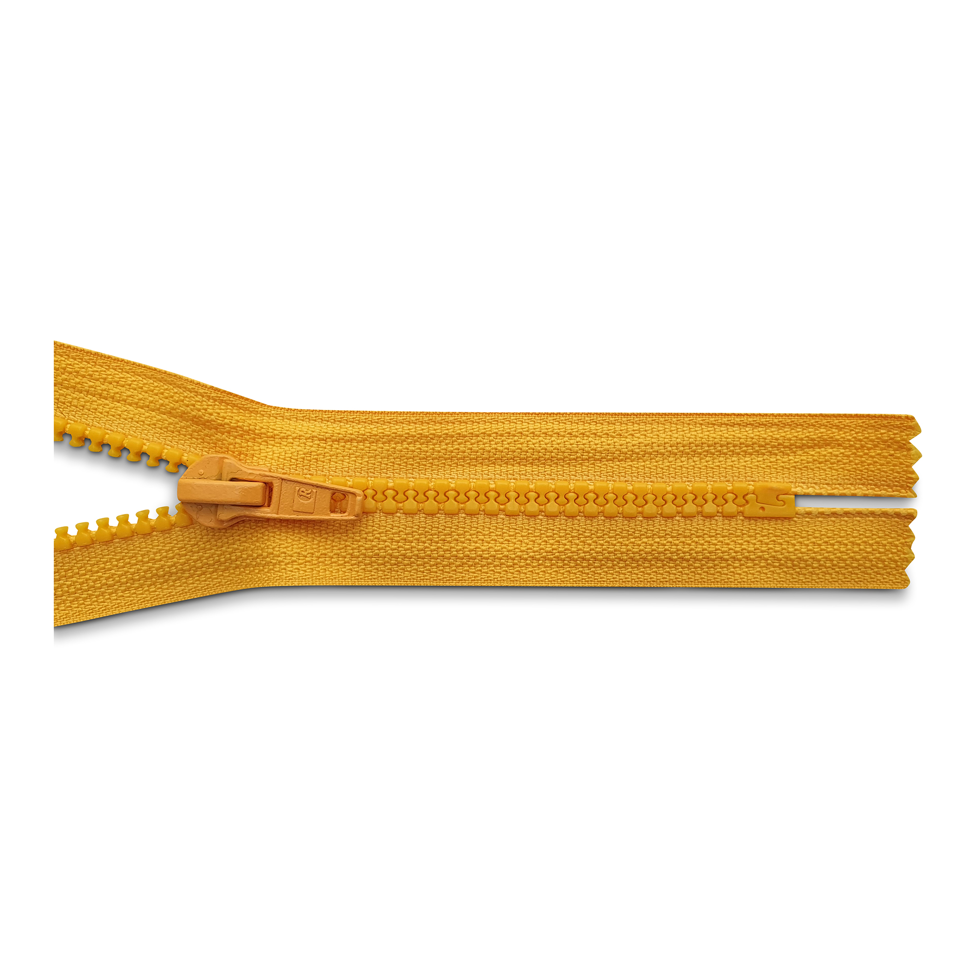 zipper 16cm,   not divisible, molded plastic, wide, gold