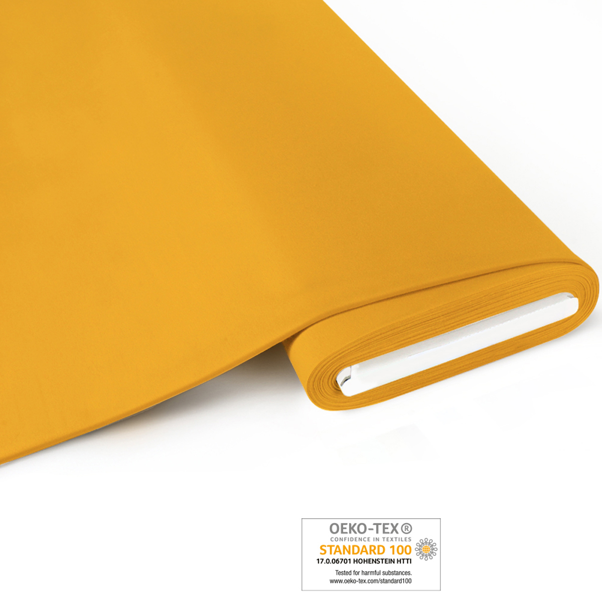 Bio-Baumwoll-Jersey curry aus kontrolliert biologischem Anbau 93% Bio-Co, 7% El, 150cm, 220 g/m² 330g/lfm