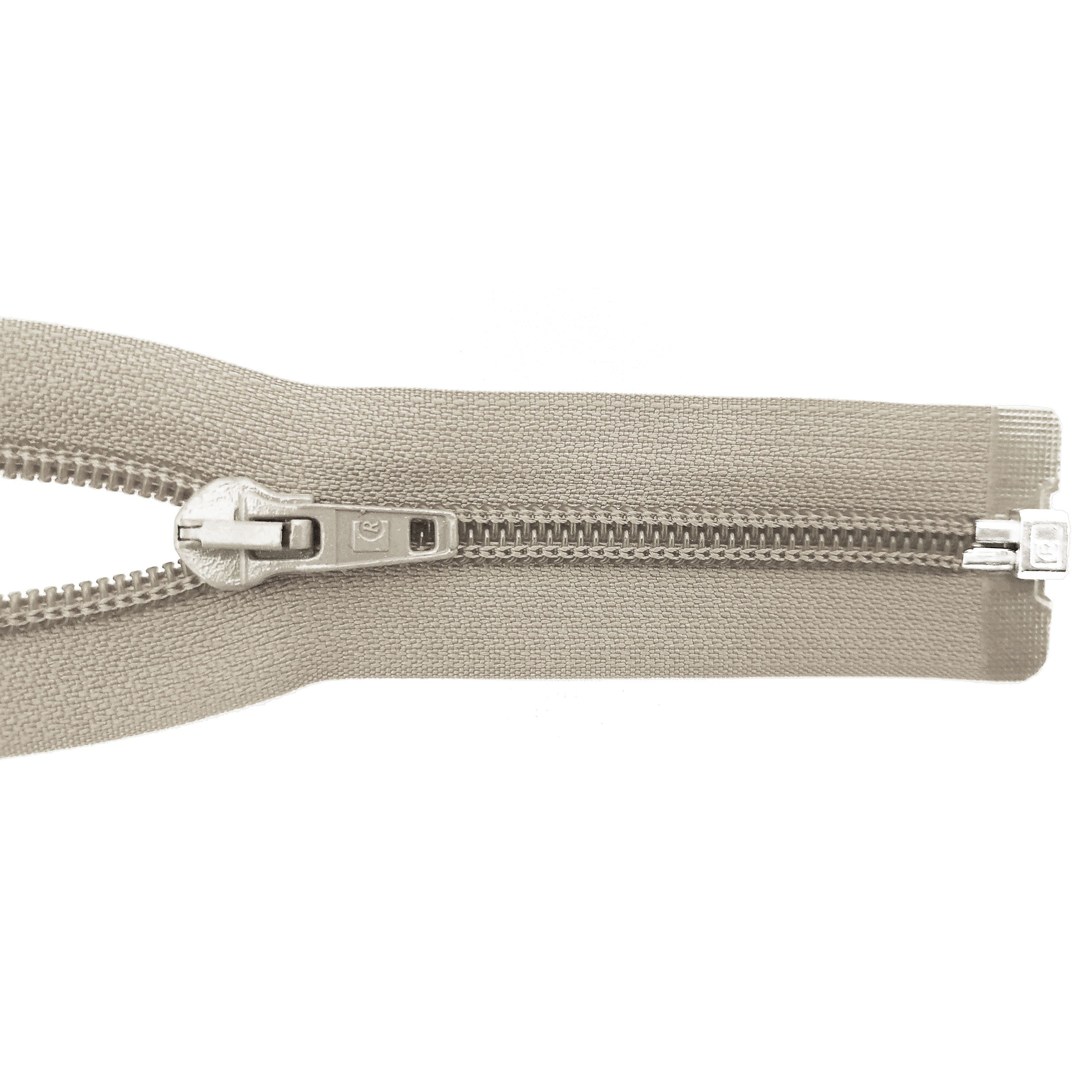Reißverschluss 100cm, teilbar, Spirale breit, beige-grau, hochwertiger Marken-Reißverschluss von Rubi/Barcelona