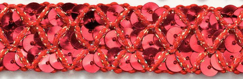 Sequin trimming 20 mm red, 25 m