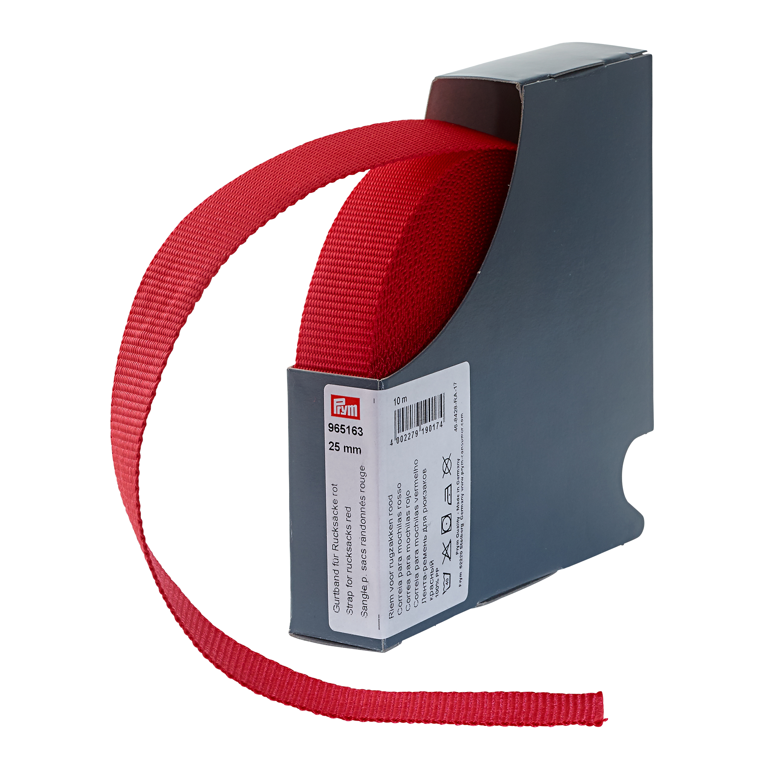Gurtband für Rucksäcke 25 mm rot, Meterware