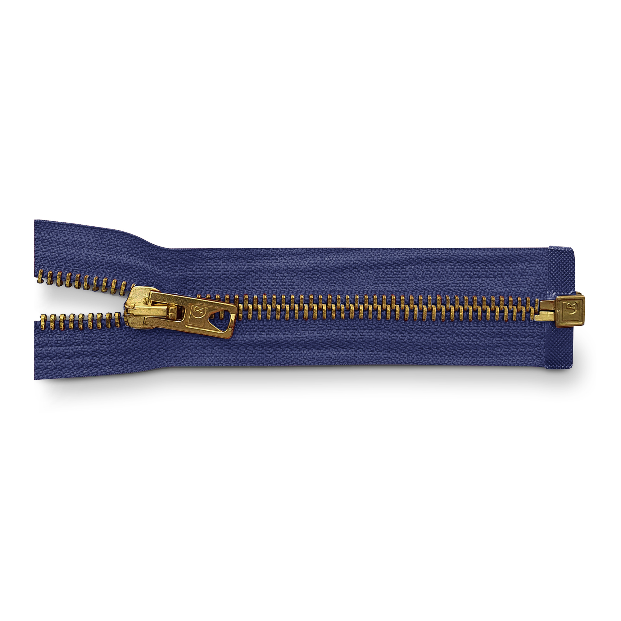 Reißverschluss 70cm, teilbar, Metall goldf. breit, royalblau, hochwertiger Marken-Reißverschluss von Rubi/Barcelona