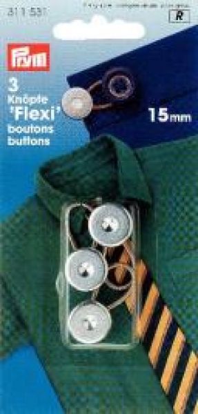 Flexi Buttons with loop 15 mm, 3 St
