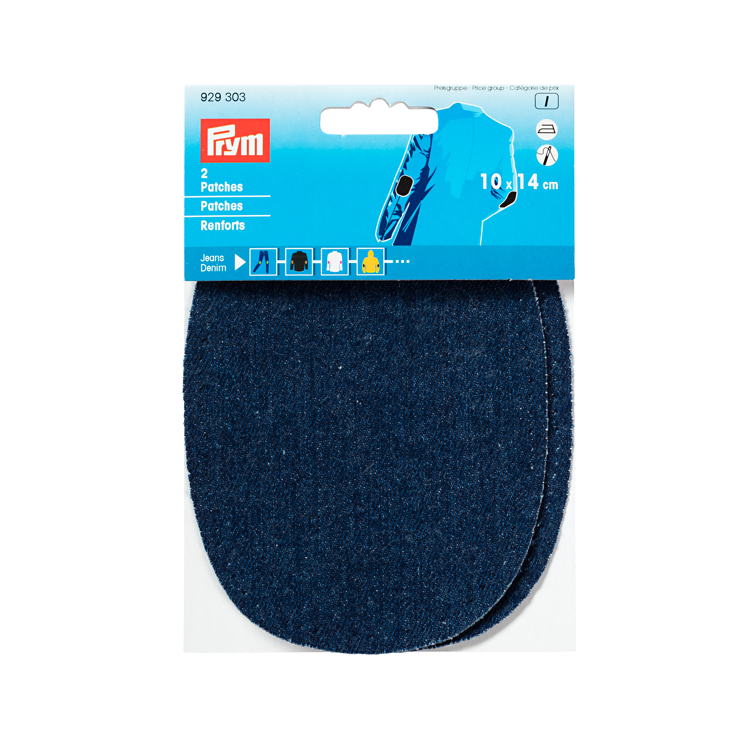 Patches denim for ironing/sewing on 10 x 14 cm dark blue, 2 St