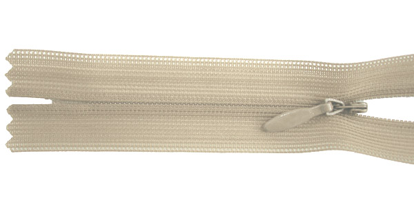 Reißverschluss 22cm, nahtverdeckt, beige-grau, hochwertiger Marken-Reißverschluss von Rubi/Barcelona