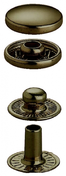 NF-Druckknopf Anorak mit gr. Untert. 15 mm altmessing, 100 St