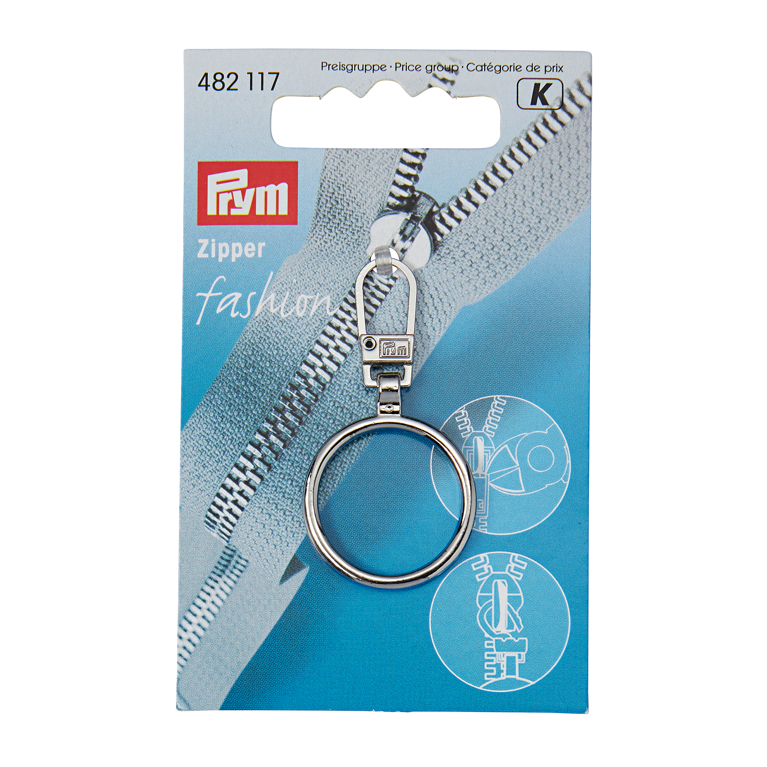Fashion-Zipper Ring silberfarbig, 1 St