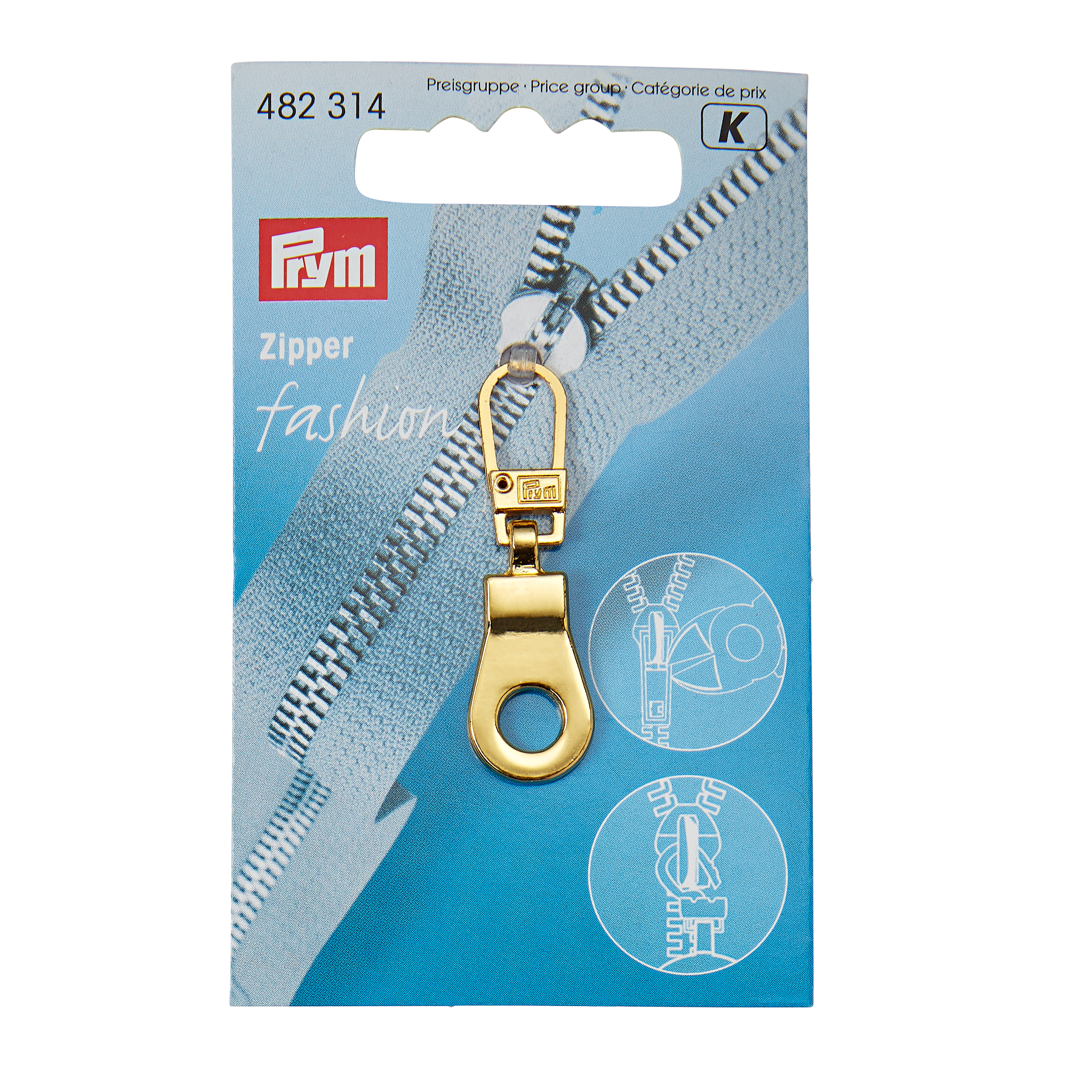 Fashion Zipper pullers Eyelet metal gold col, 1 St