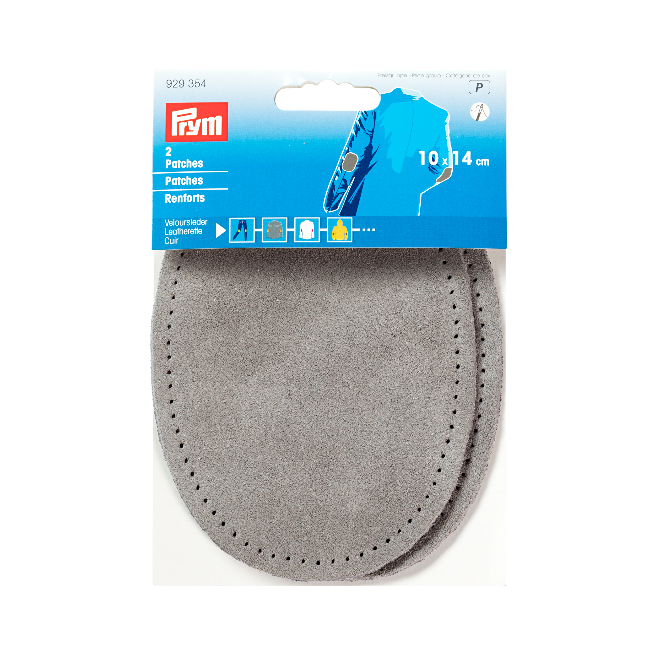 Patches leatherette sew-on 10 x 14 cm grey, 2 St
