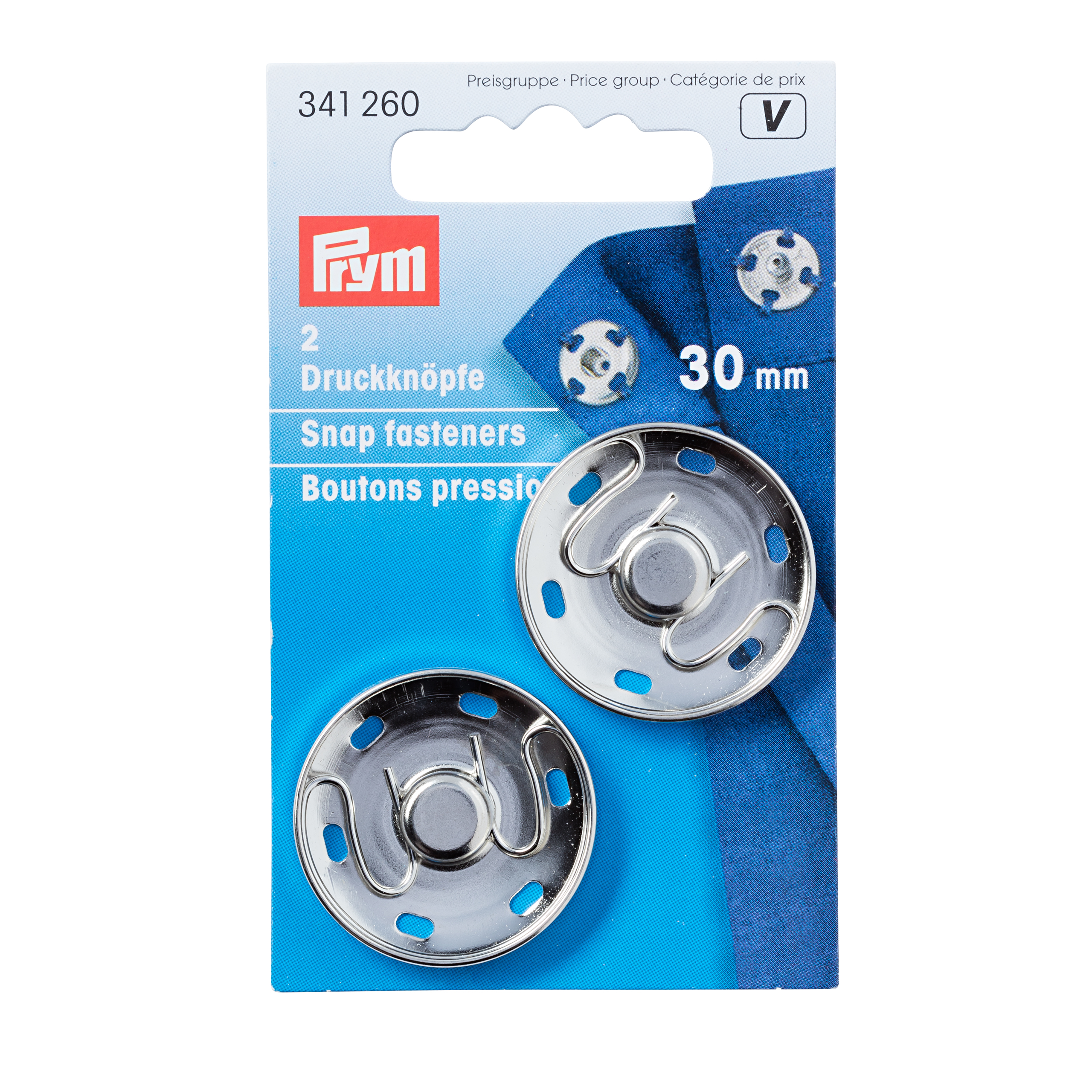 Annäh-Druckknöpfe MS 30 mm silberfarbig, 2 St 