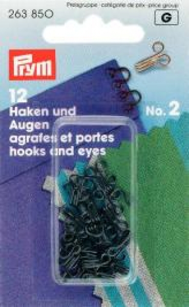 Federhaken und Augen MS 2 schwarz, 12 St