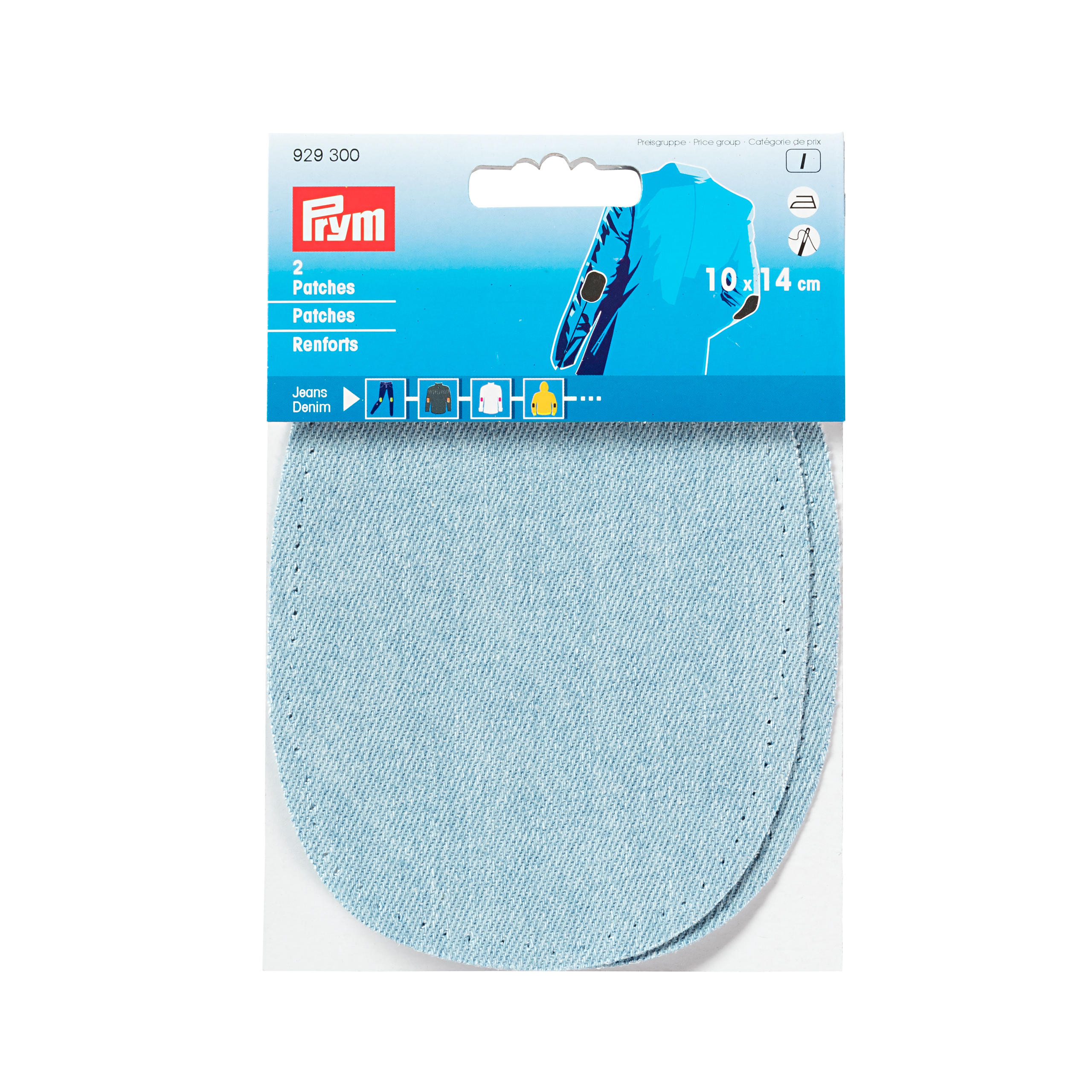 Patches denim for ironing/sewing on 10 x 14 cm light blue, 2 St