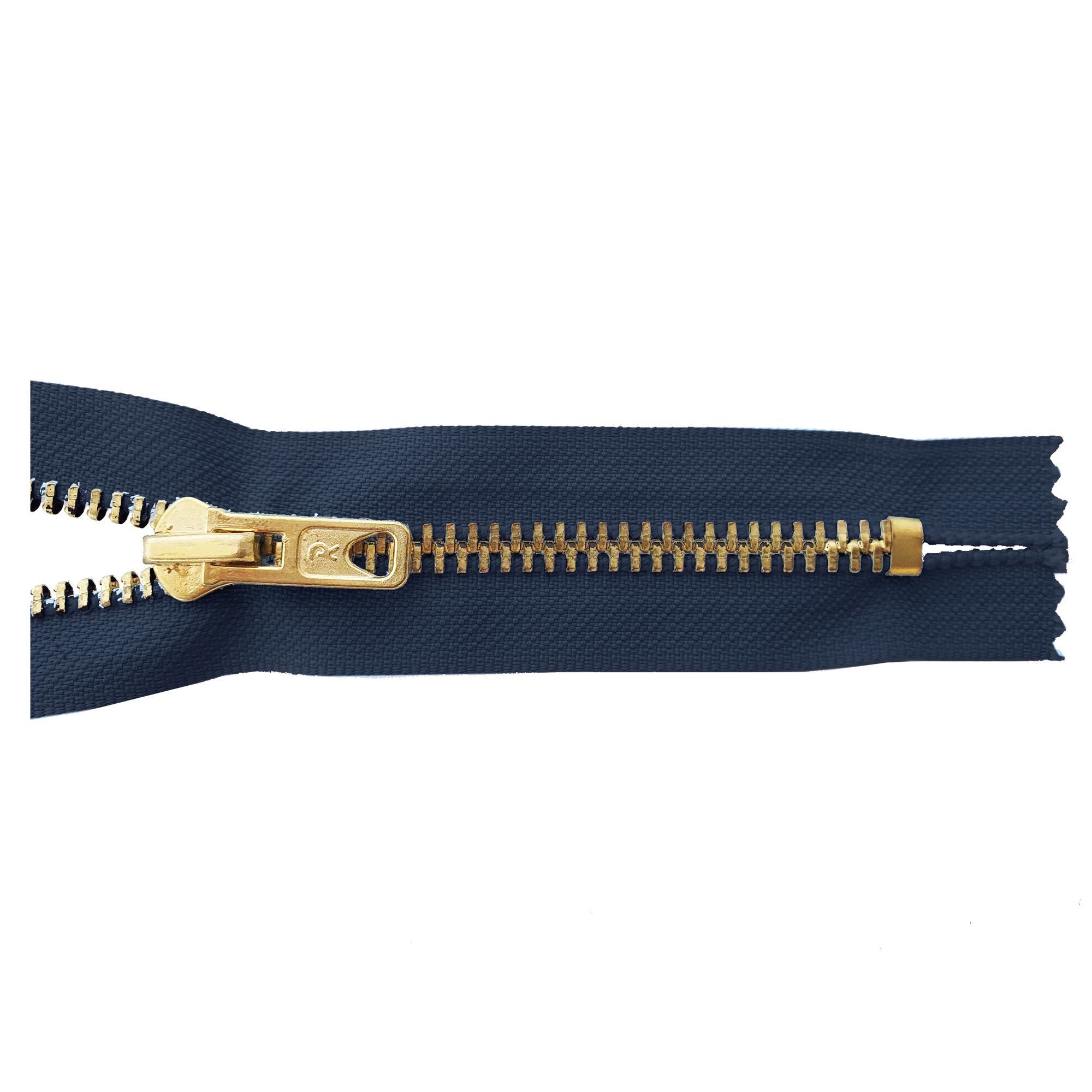 zipper 12cm,not divisible, metal, brass, wide, navy