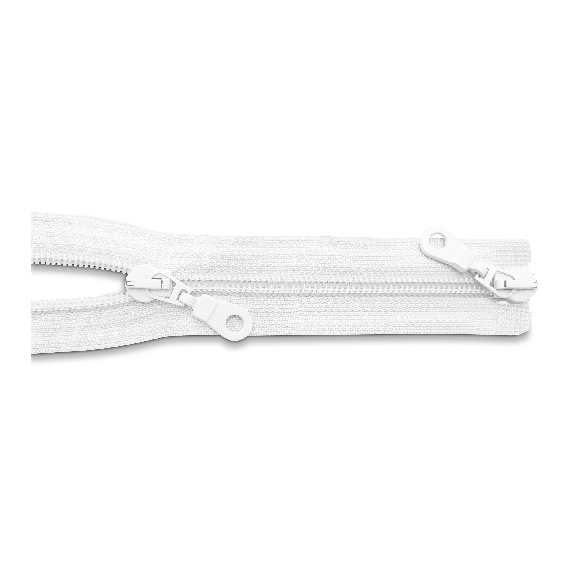 Reißverschluss 100cm, 2-Wege, PES-Spirale, breit, reinweiß, hochwertiger Marken-Reißverschluss von Rubi/Barcelona