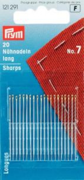 Hand Sewing Needles sharps 7  0.70 x 38 mm si/gold col, 20 St