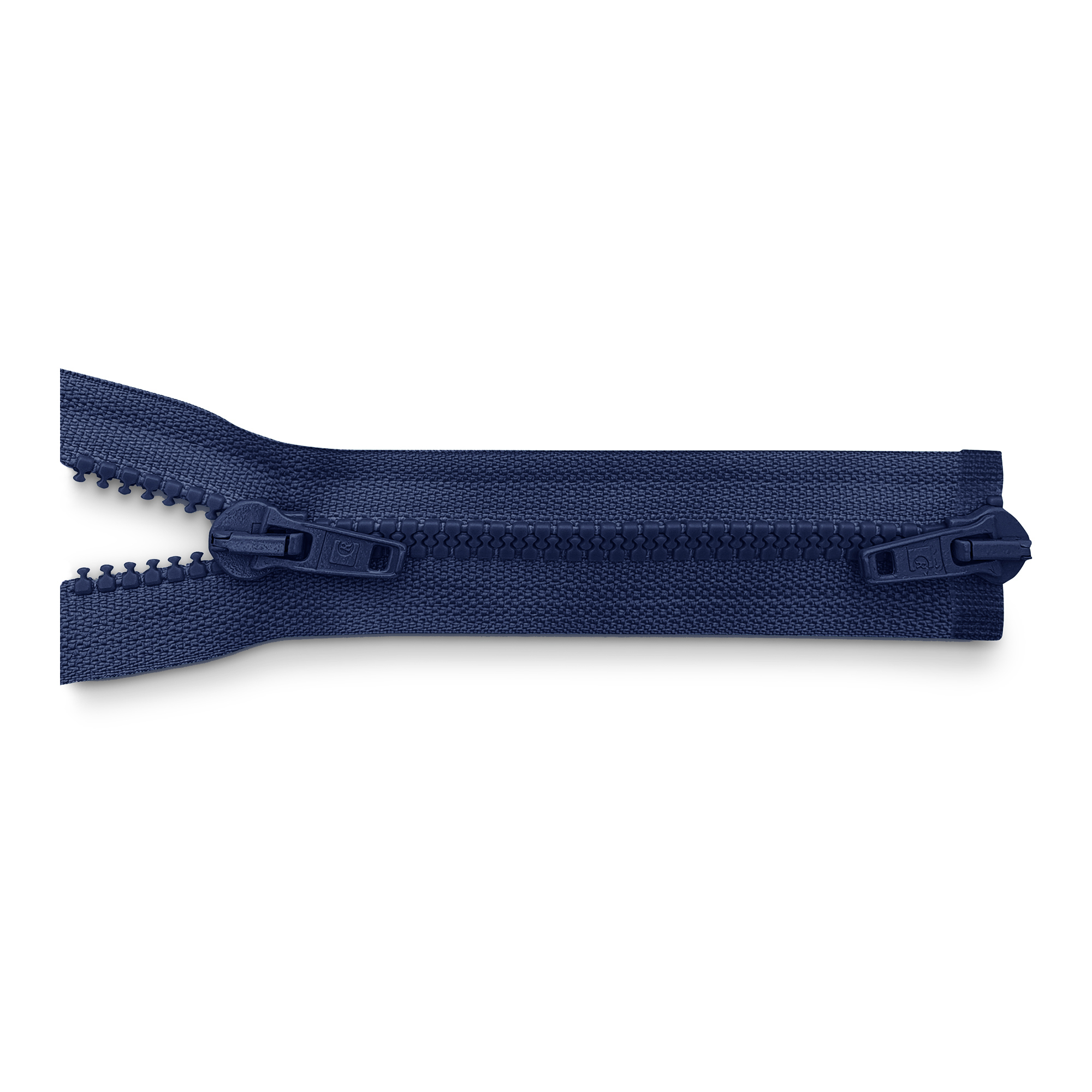 Reißverschluss 80cm, 2-Wege, K.stoff Zähne breit, dunkelblau, hochwertiger Marken-Reißverschluss von Rubi/Barcelona