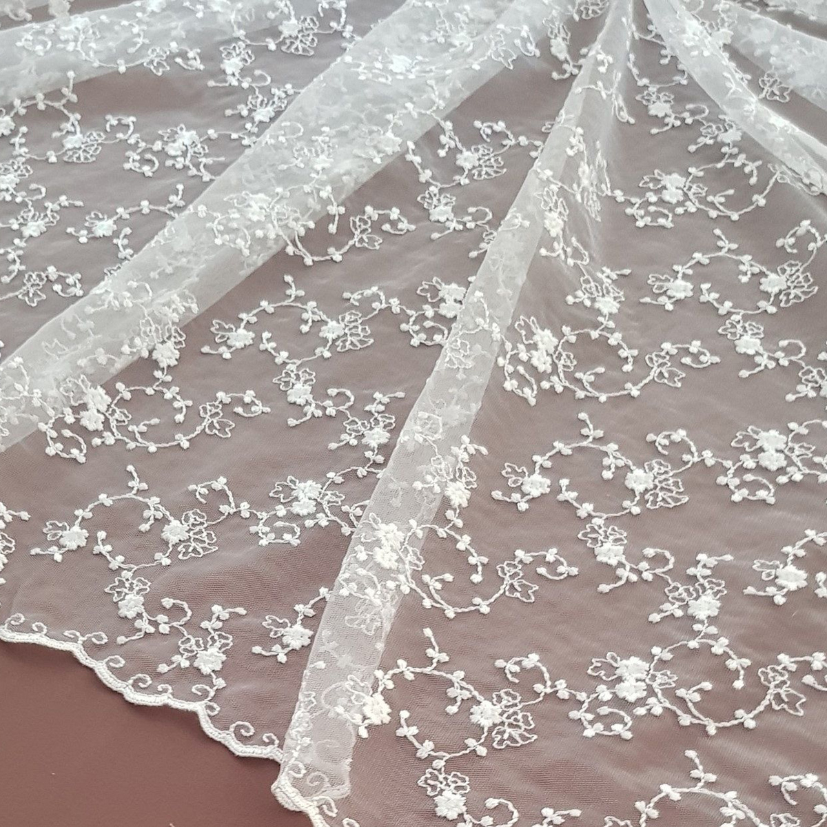 Lace fabrics pure white