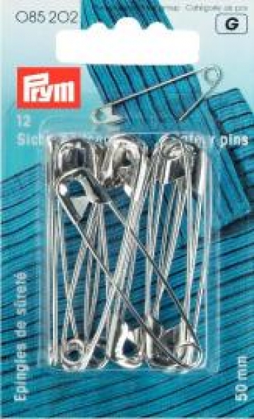 Safety Pins with coil No. 3 silver col 50 mm, 12 St