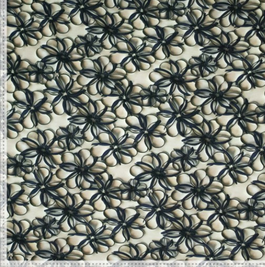 Viskose-Jersey 3D-Blätter beige/d.blau, Vi/El