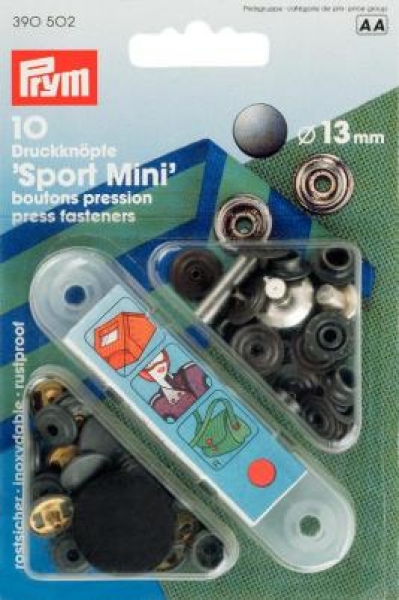 Non-sew fasteners SPORT MINI brass black oxidized 13 mm, 10 St