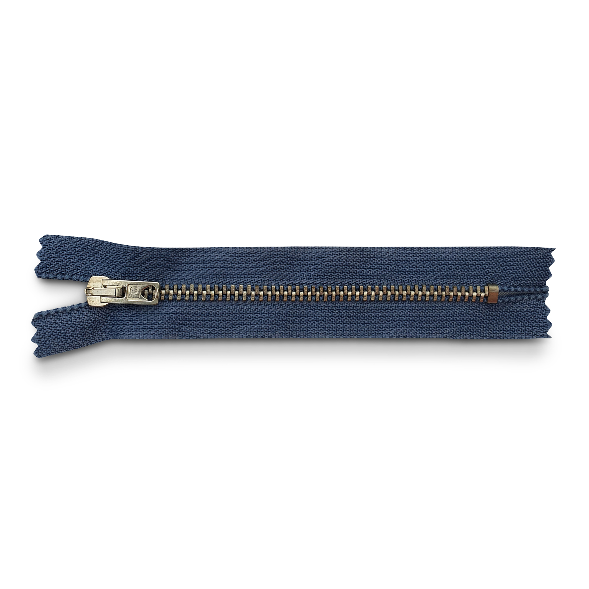 Reißverschluss, nicht teilbar, Metall silberf. schmal, jeansgraublau, hochwertiger Marken-Reißverschluss von Rubi/Barcelona