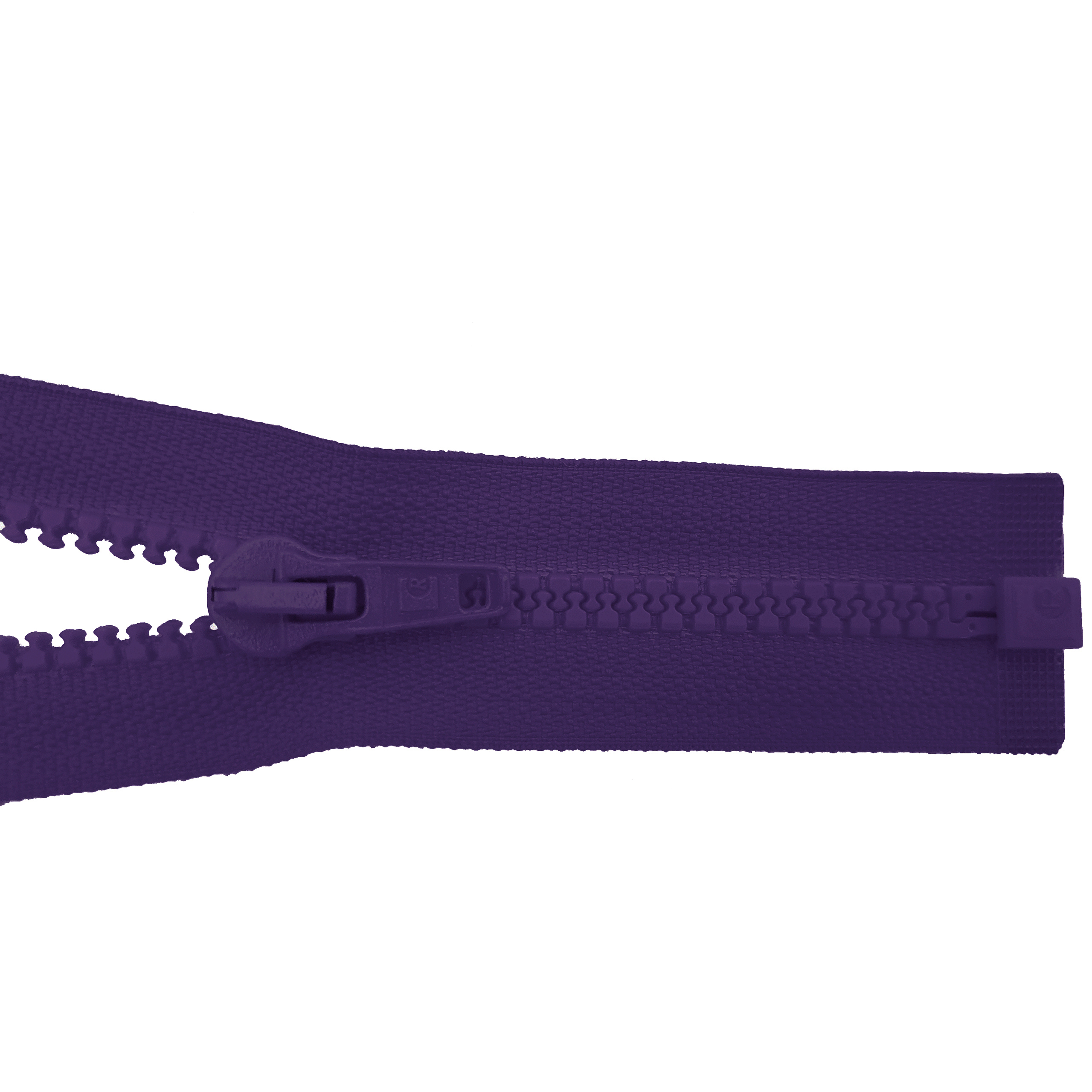 zipper 80cm,divisible, molded plastic, wide, purple