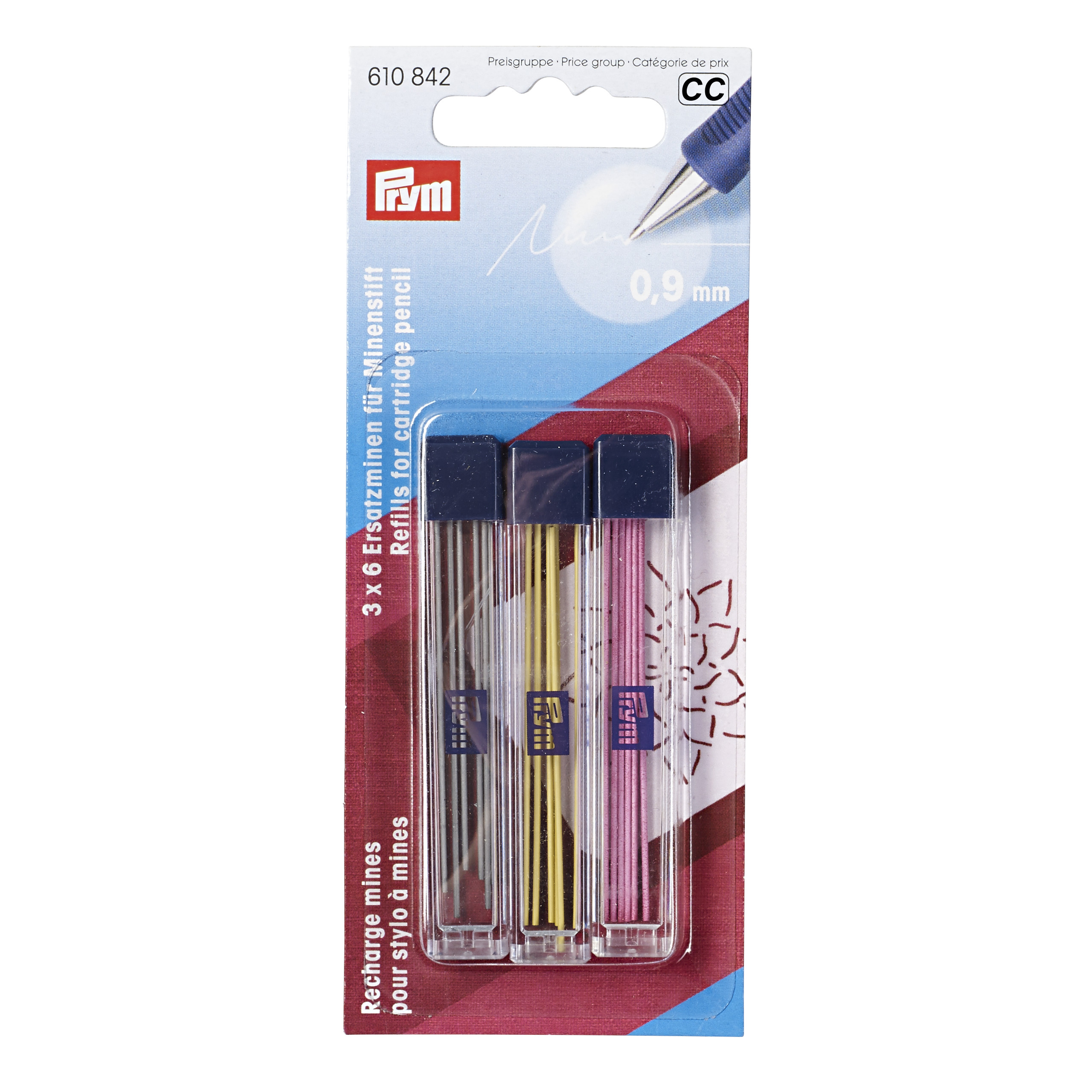 Refills for cartridge pencil yellow/black/pink, 18 St