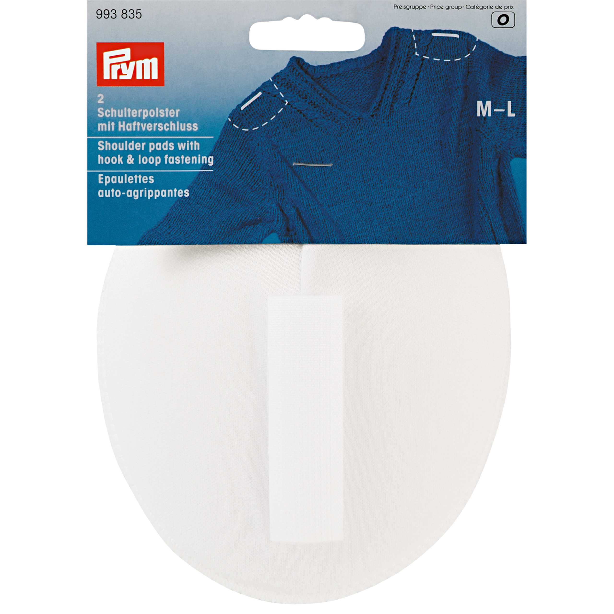 Shoulder pads Raglan with hook and loop fastening white M - L, 2 St