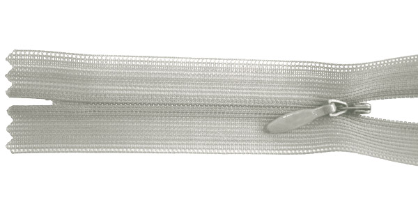 Reißverschluss 22cm, nahtverdeckt, silbergrau, hochwertiger Marken-Reißverschluss von Rubi/Barcelona