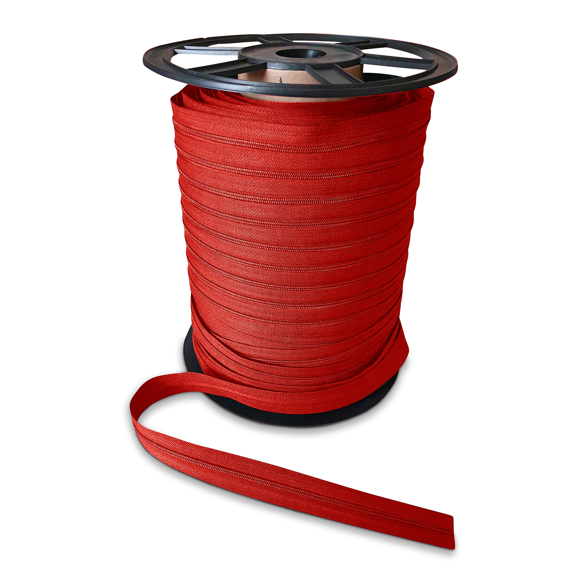 Reißverschluss rot endlos, nicht teilbar, PES-Spirale fein, 3mm, Marken-Reißverschluss Rubi/Barcelona, hochwertiger Marken-Reißverschluss von Rubi/Barcelona