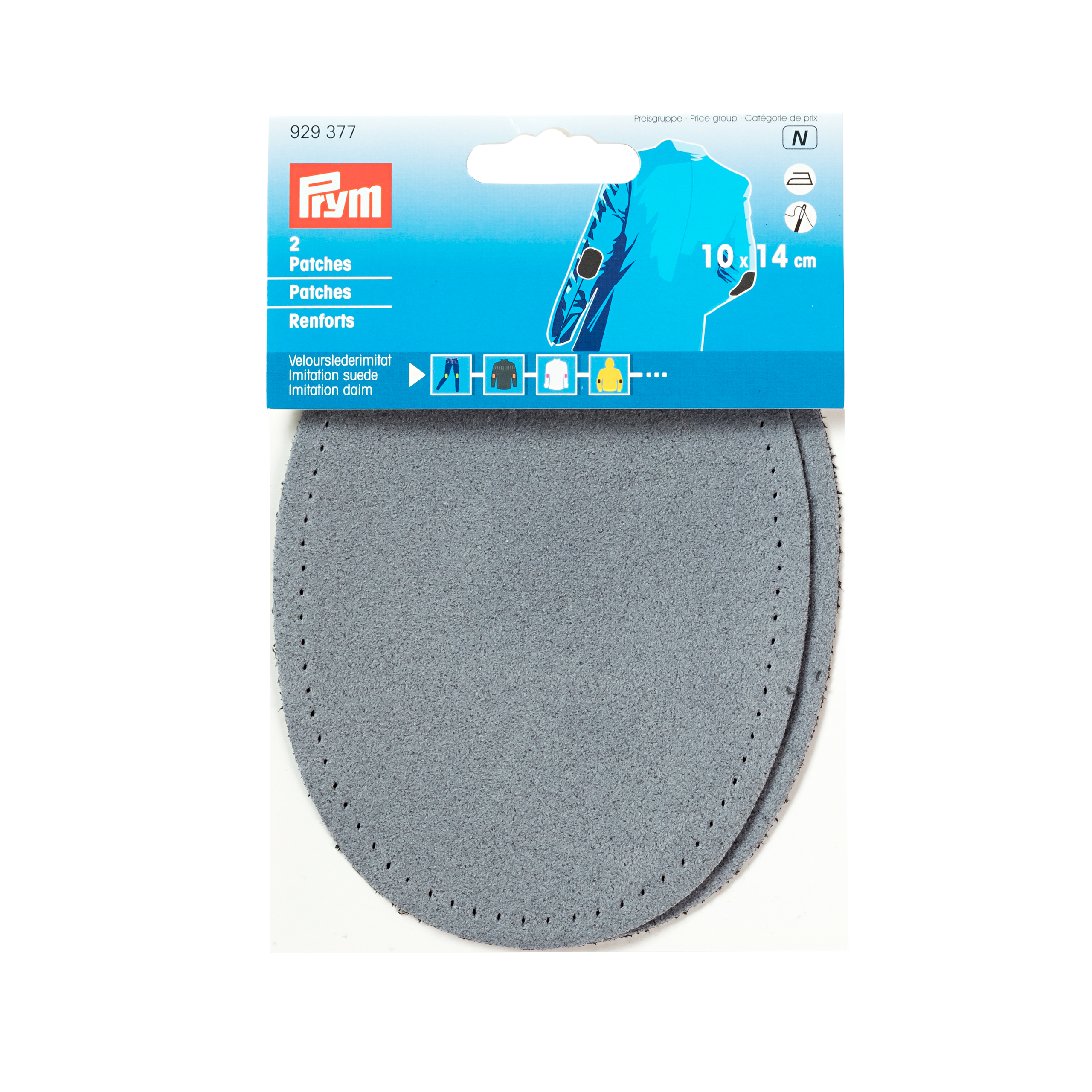 Patches imitation suede for ironing/sewing on 10 x 14 cm  denim blue, 2 St
