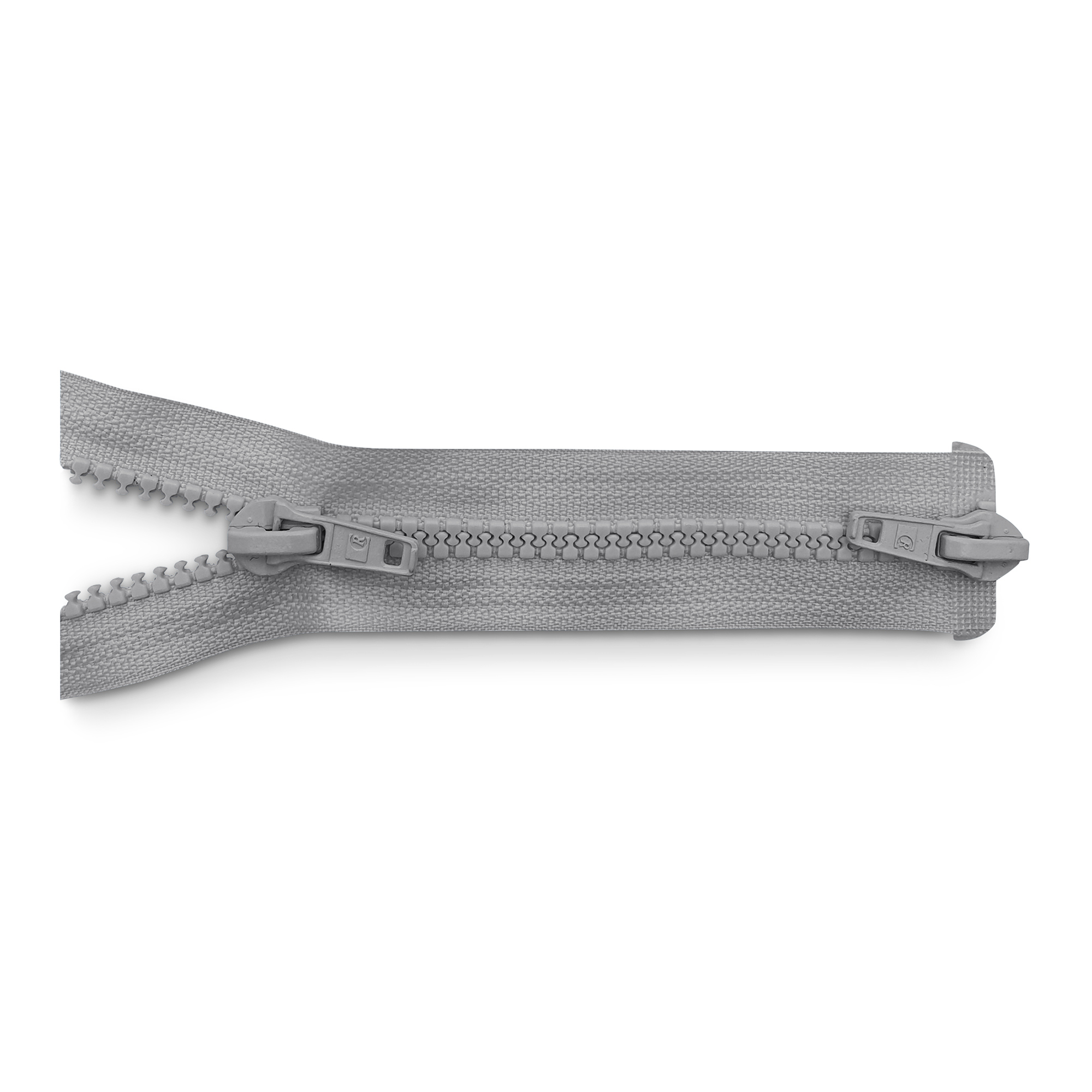 Reißverschluss 100cm, 2-Wege, K.stoff Zähne breit, hellgrau, hochwertiger Marken-Reißverschluss von Rubi/Barcelona