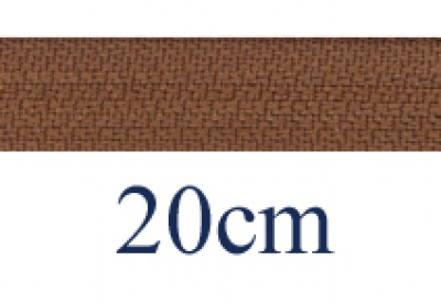 zipper 20cm,   not divisible, molded plastic, wide, medium brown