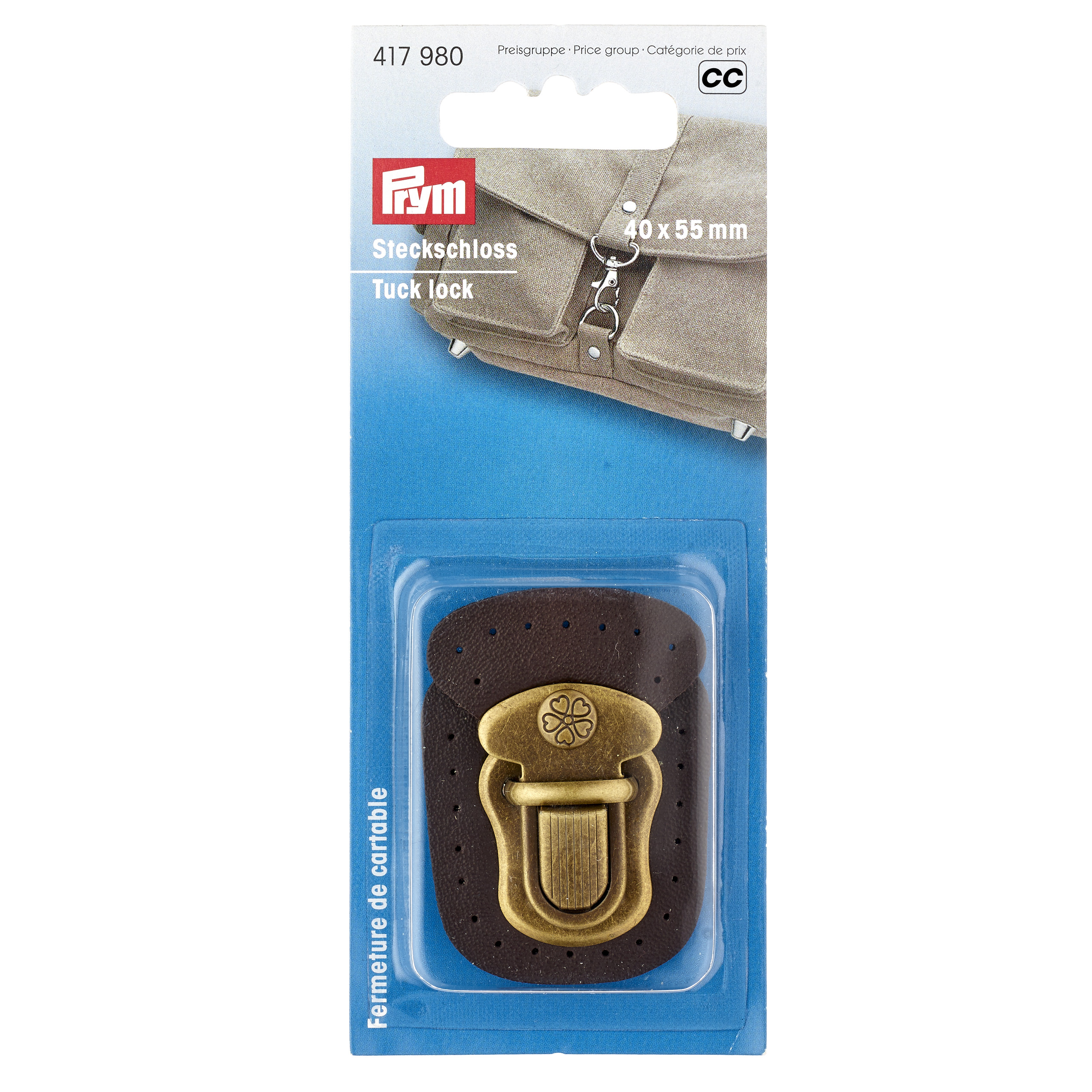 Tuck lock for sewing on brown, 1 St