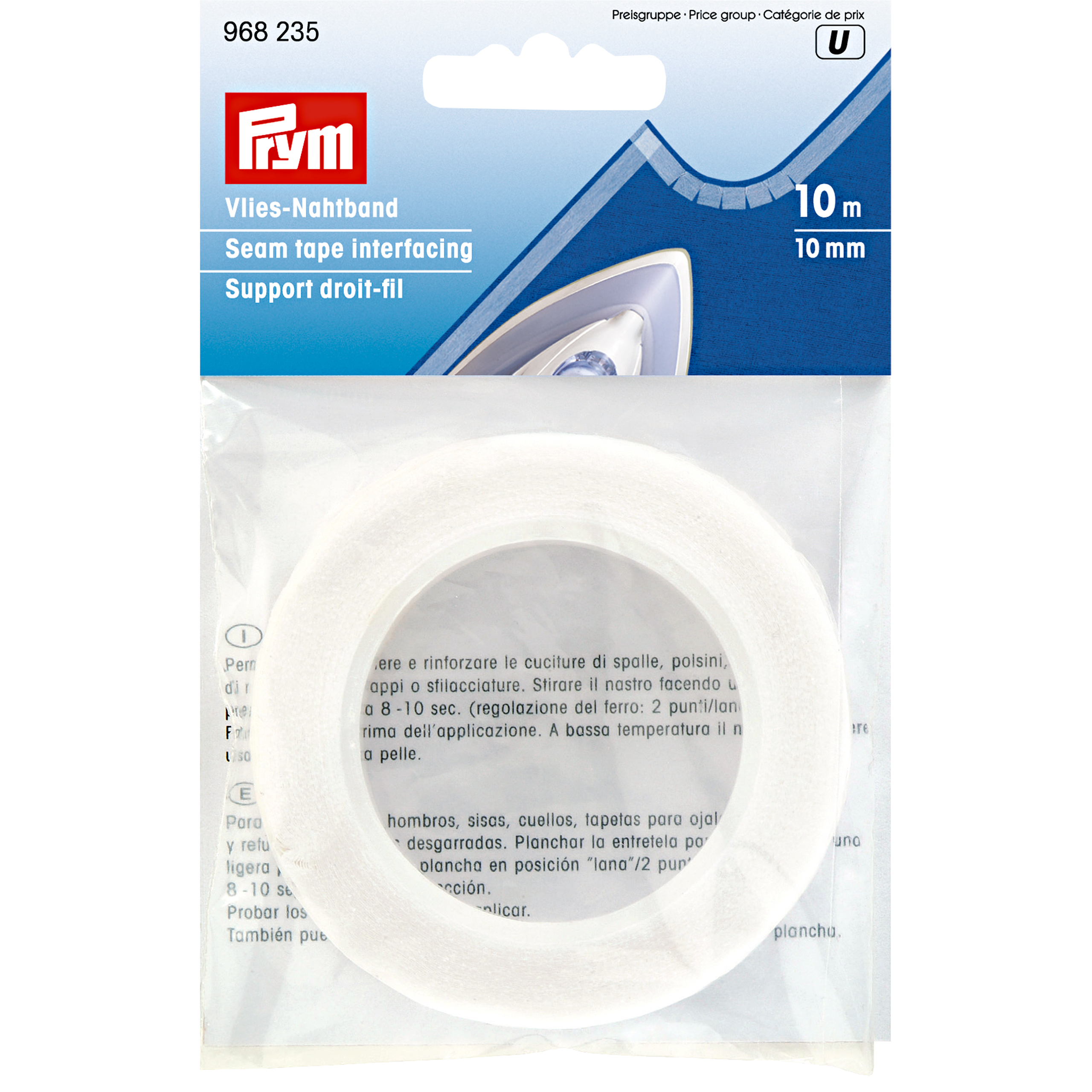 Seam tape interfacing 10 mm white, 10 m