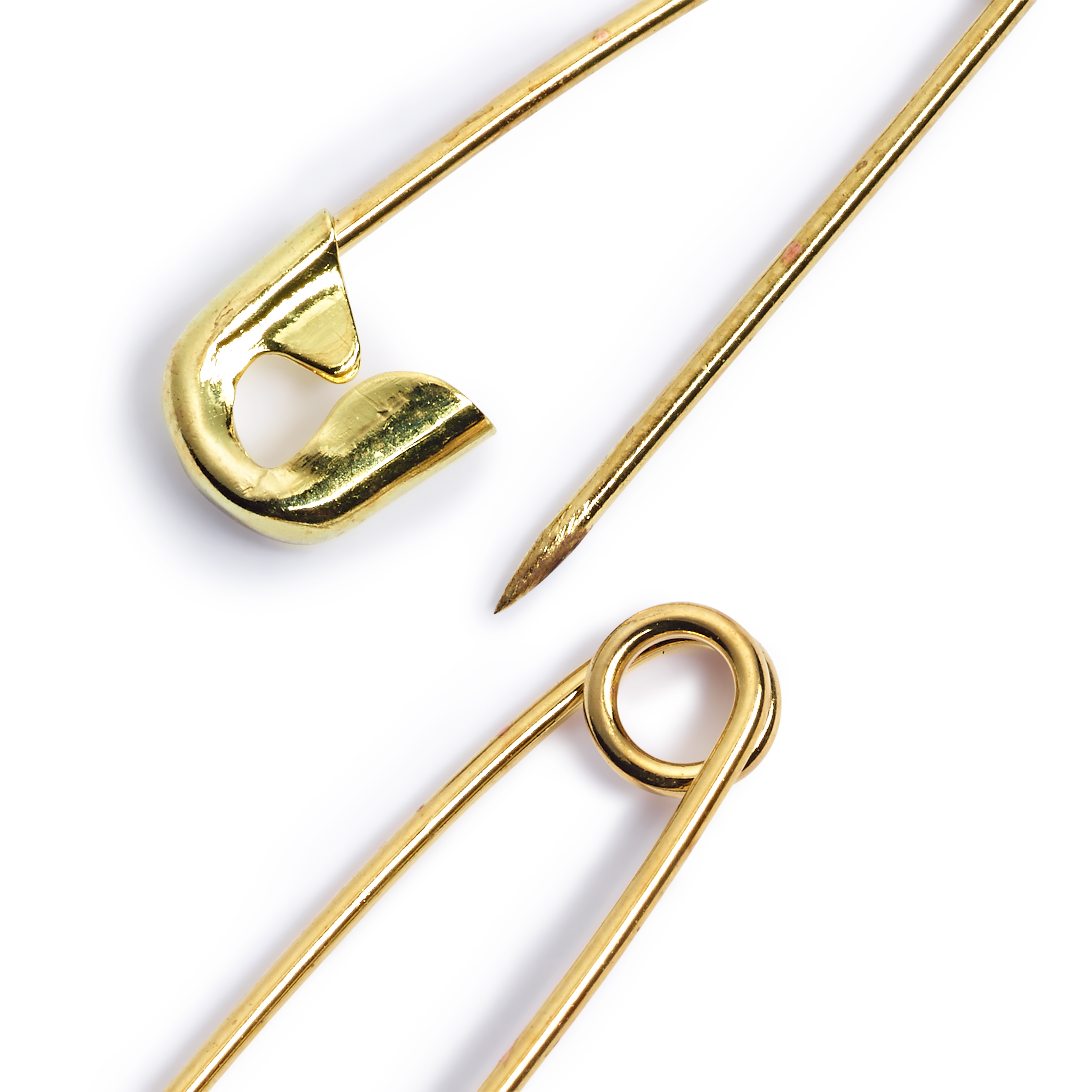 Safety Pins with coil brass 105d 3/0-1 gold col 19/23/27 mm, 30 St