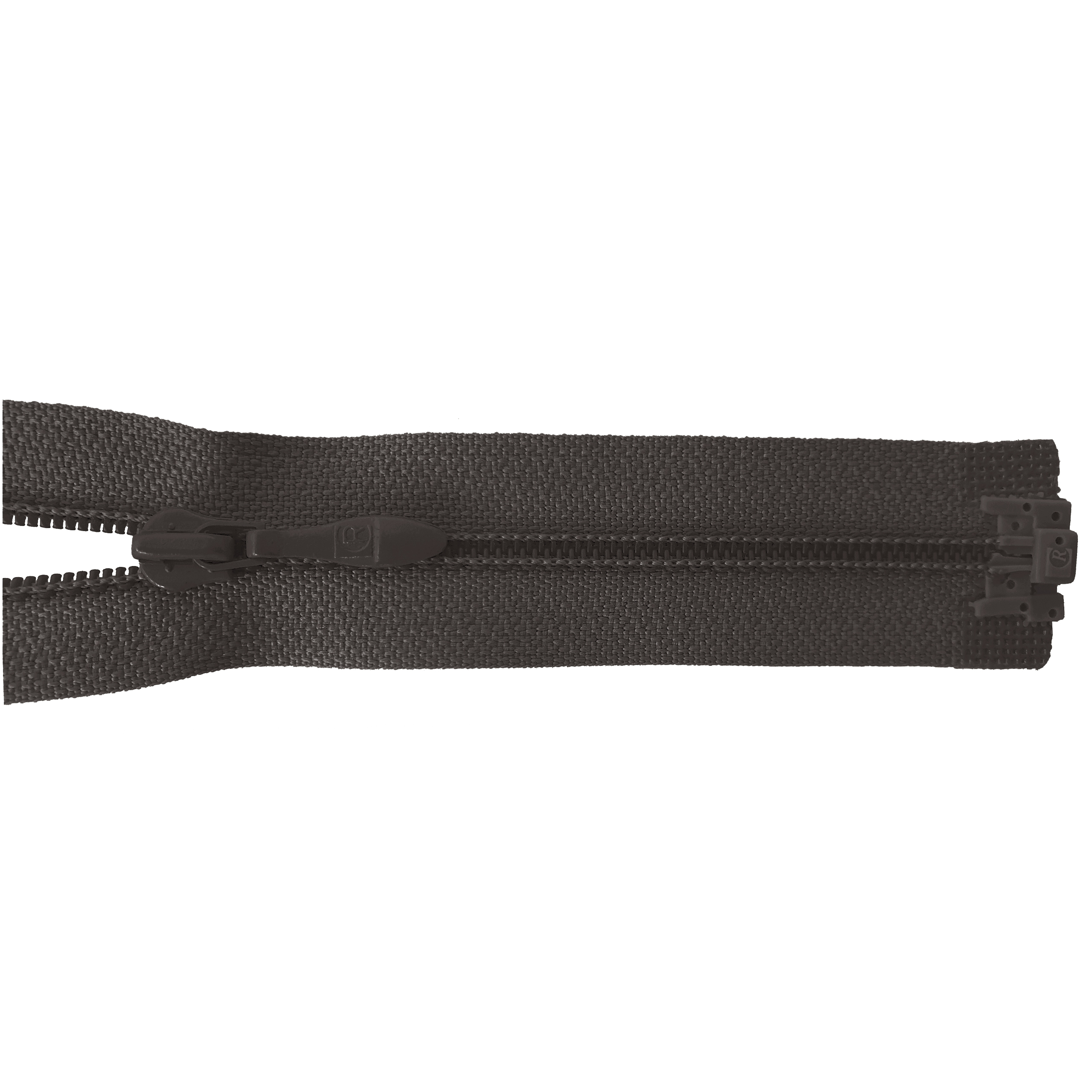 zipper 60cm,divisible, PES spiral, fein, dark brown grey