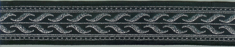 Jaquardborte  25mm schwarzgrundig silber 