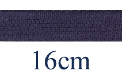 Reißverschluss 16cm, nicht teilbar, K.stoff Zähne breit, dunkelblau, hochwertiger Marken-Reißverschluss von Rubi/Barcelona