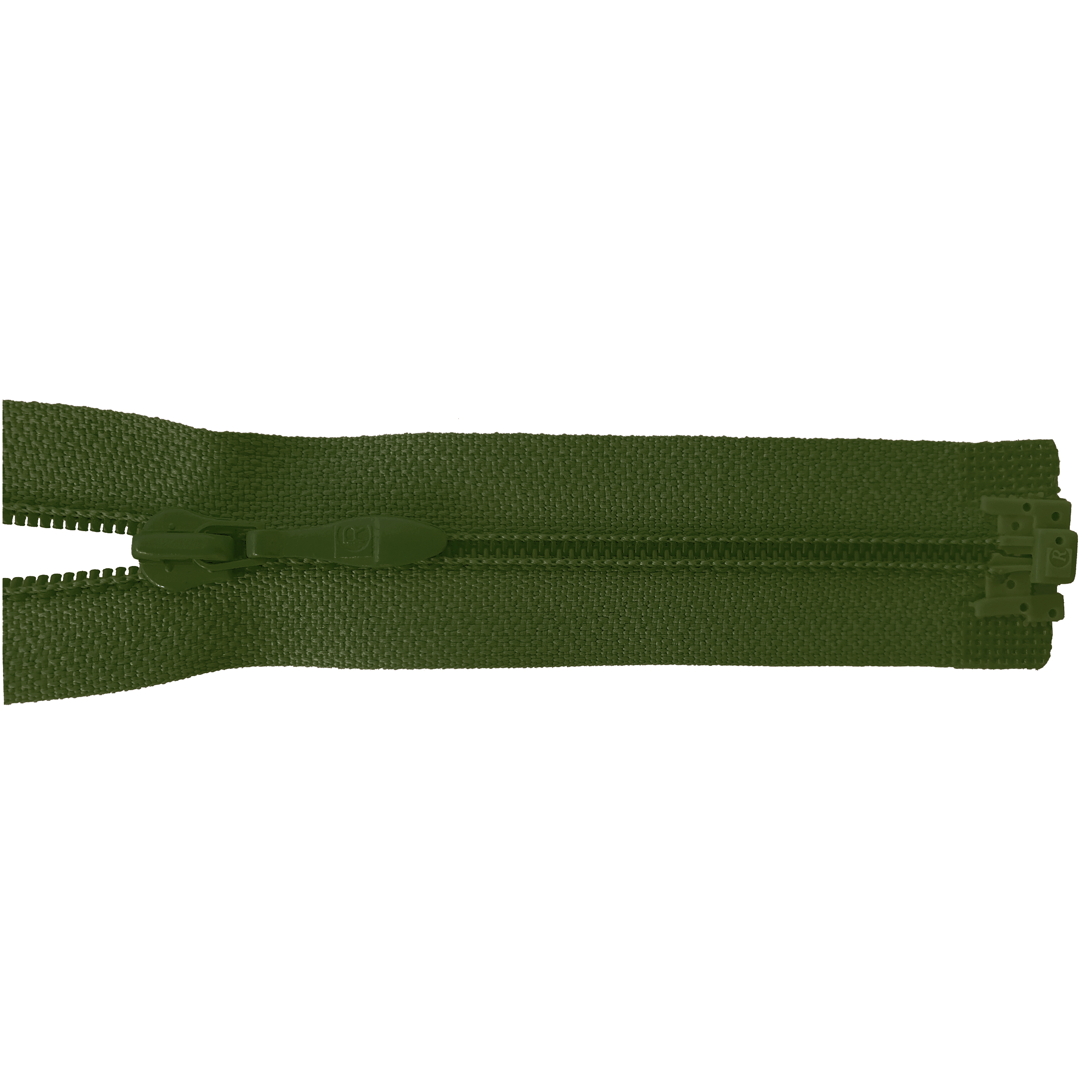 zipper 60cm,divisible, PES spiral, fein, green olive