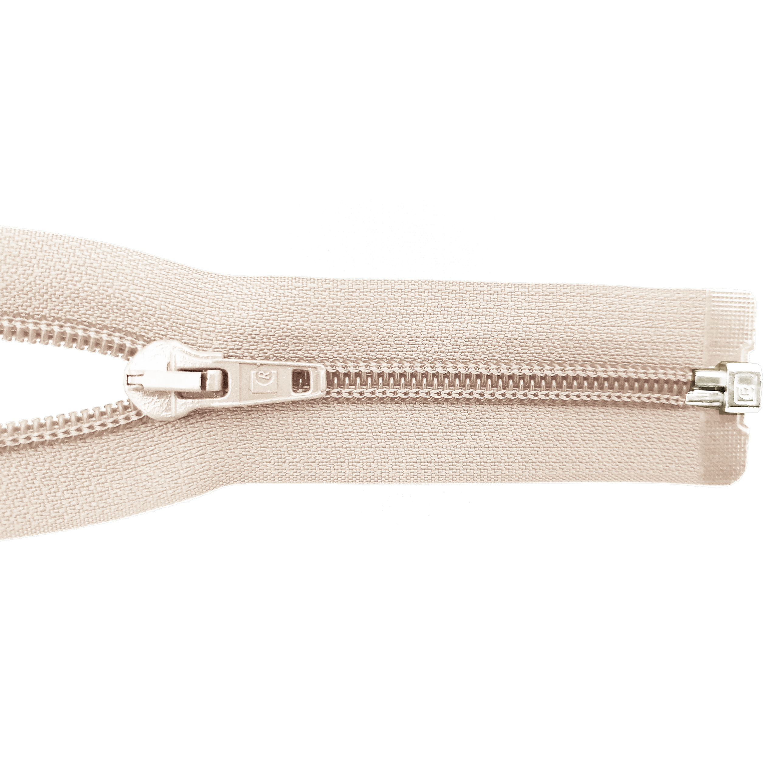 zipper 75cm,divisible, PES spiral, wide, light beige