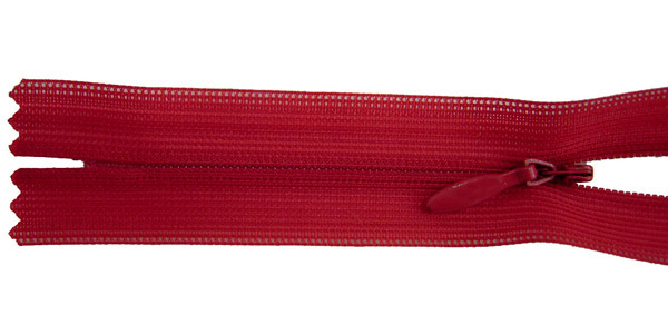 zipper 25cm,   not divisible, invisible, , cherry red