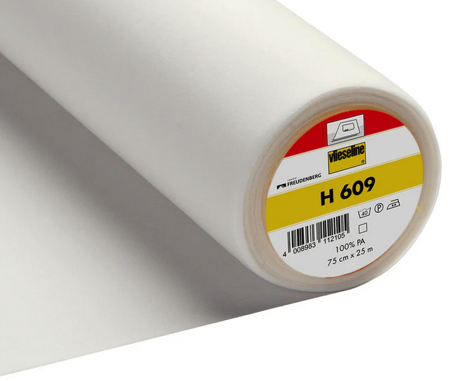 Vlieseline H 609, weiß, 90 cm, bi-elastische fixierbare Wirkeinlage aus Polyamidgarnen, Rolle á 25m