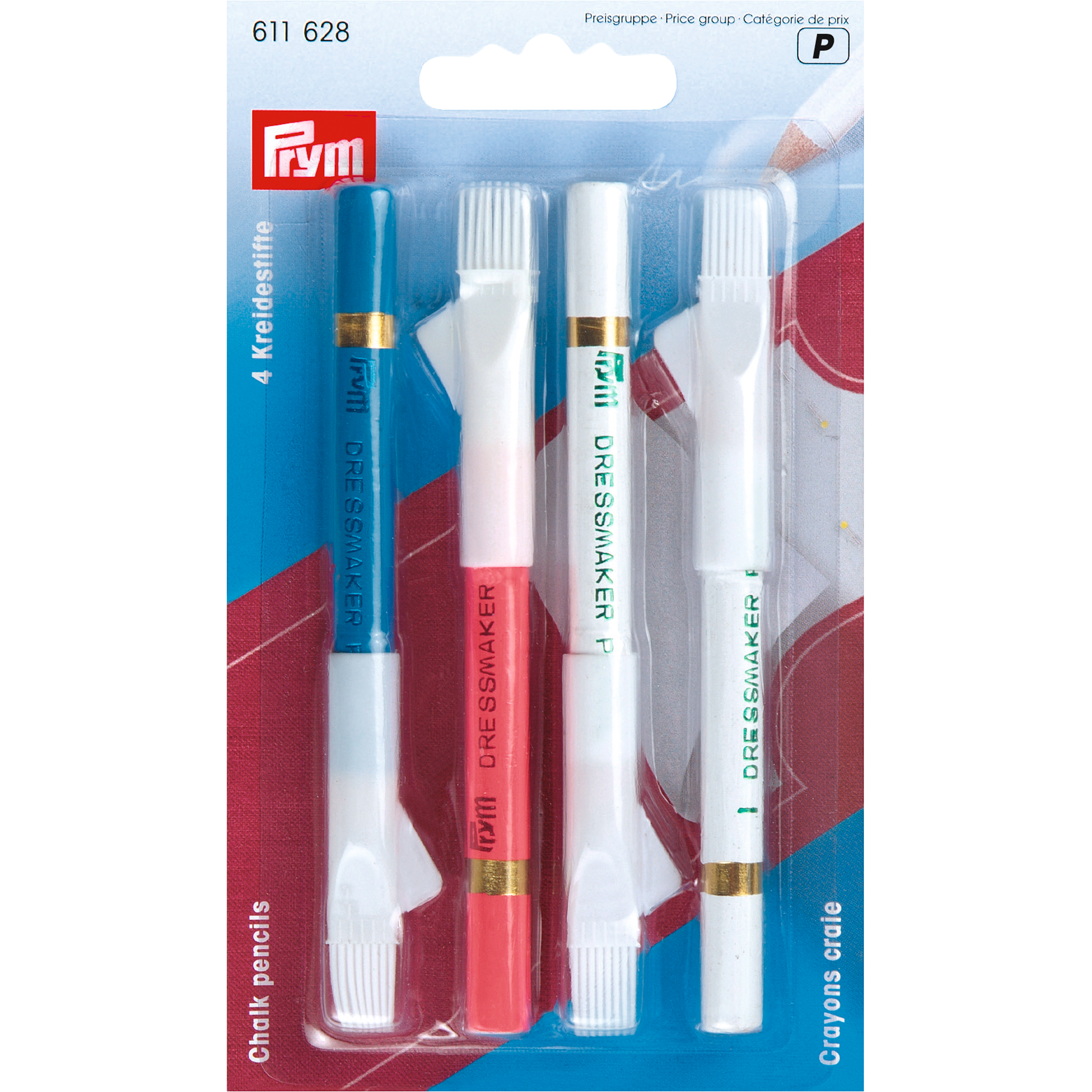 Kreidestifte + Bürste farbig sortiert, 4 St