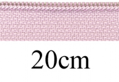 zipper 20cm,not divisible, PES spiral, fein, lilac powder